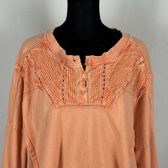 Anthropologie Pilcro Orange Pintuck Sweatshirt - Women’s M - Picture 4 of 9